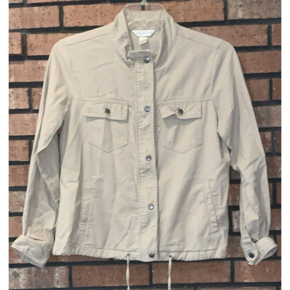 Christopher & Banks Womens Tan Jacket With Drawstrings Size S - Picture 1 of 5